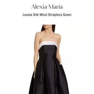 ALEXIA MARIA - Silk and Wool Strapless Full Length Gown - Black & White